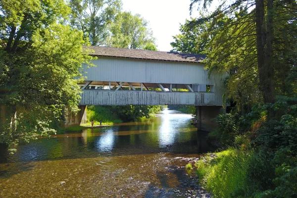 Crawfordsville Bridge — aerial view